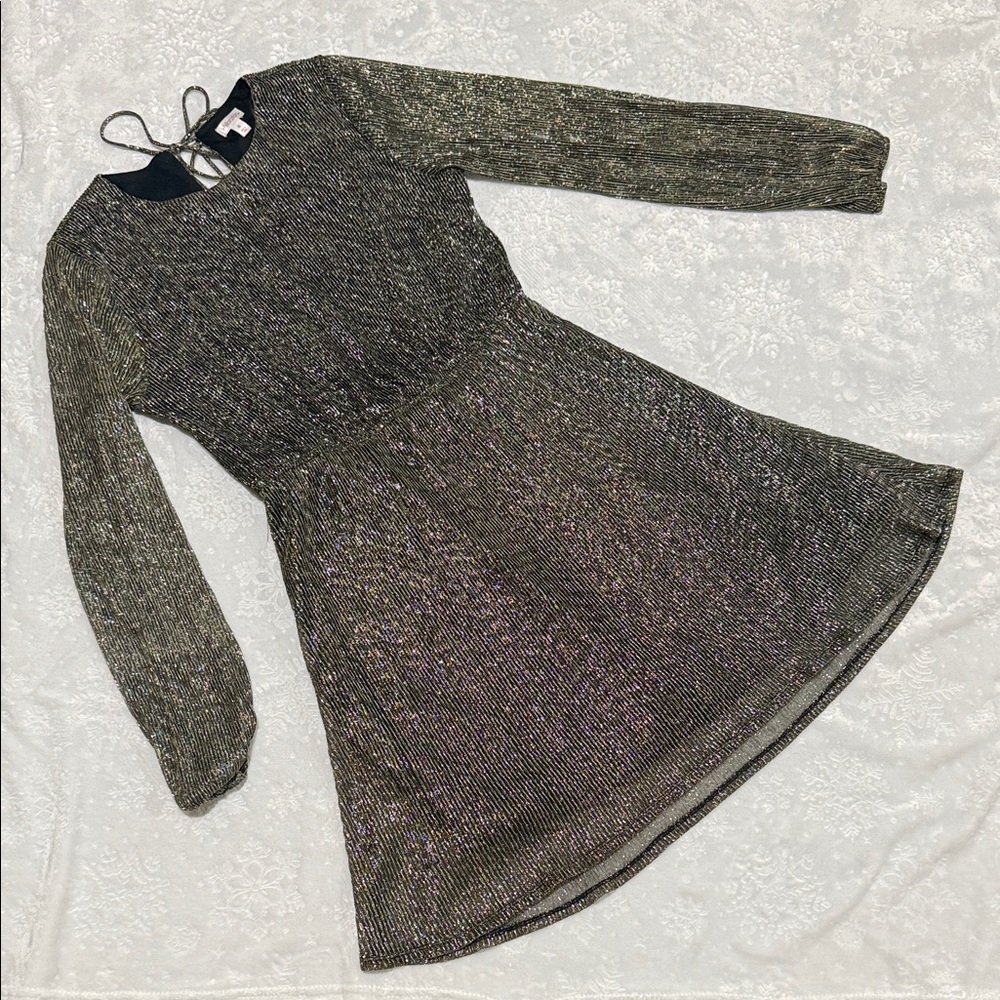 Xhilaration Black and Gold Long Sleeve Dress